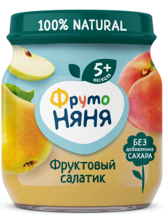 Пюре фруктовое детское ФрутоНяня Фруктовый салатик с 5 месяцев, 100г