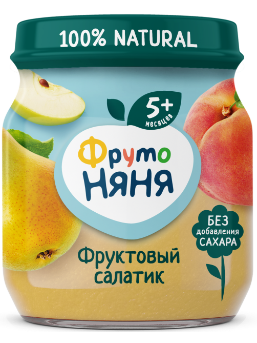 Пюре фруктовое детское ФрутоНяня Фруктовый салатик с 5 месяцев, 100г