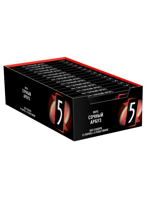 Жевательная резинка Five сочный арбуз без сахара, 15.6г x 15 шт