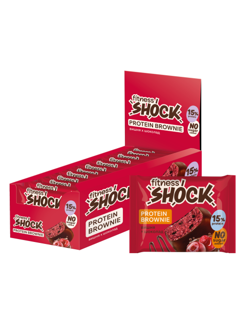Пирожное протеиновое Fitness Shock брауни вишня с шоколадом, 50г