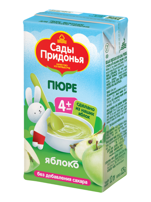 Пюре фруктовое детское Сады Придонья Яблоко с 4 месяцев, 125г