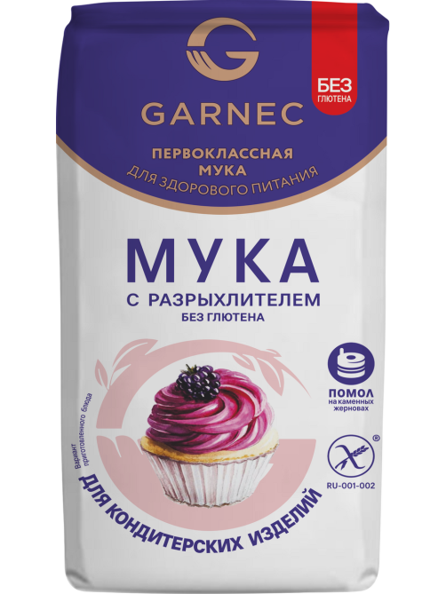 Мука Garnec с разрыхлителем без глютена, 600г