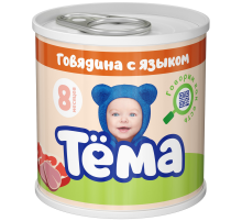 Пюре мясное детское Тема Говядина и язык с 8 месяцев, 90г