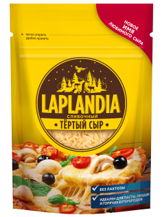 Сыр Laplandia Сливочный тертый полутвердый без лактозы 45%, 150г