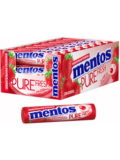 Жевательная резинка Mentos Pure White Клубника, 15.5г x 24 шт