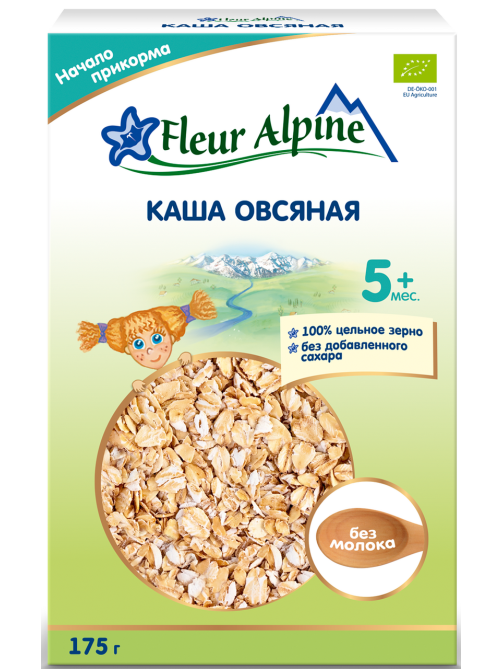 Каша безмолочная детская Fleur Alpine Овсяная с 5 месяцев, 175г