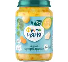 Пюре мясо-растительное детское ФрутоНяня Индейка, картофель и брокколи с 9 месяцев, 190г