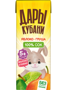 Сок детский Дары Кубани яблоко и груша, 200мл