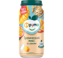 Пюре фруктовое детское Фруто Тропический микс и злаки с 8 месяцев, 250г