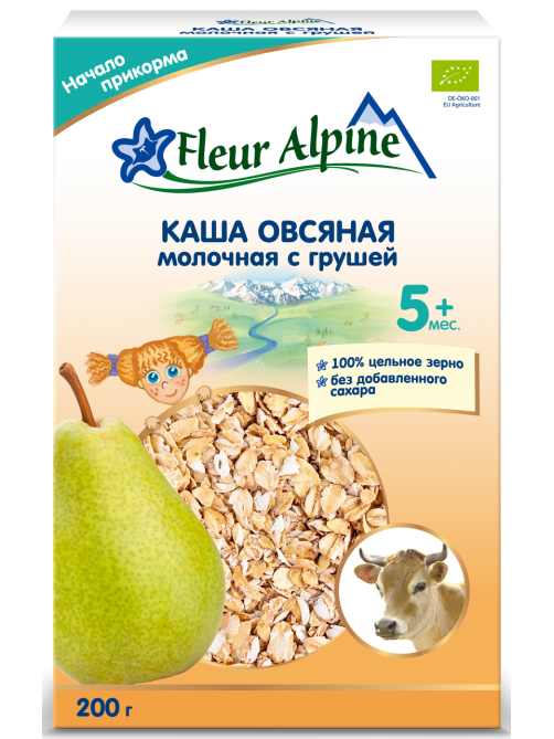 Каша молочная детская Fleur Alpine Овсяная Груша с 5 месяцев, 200г