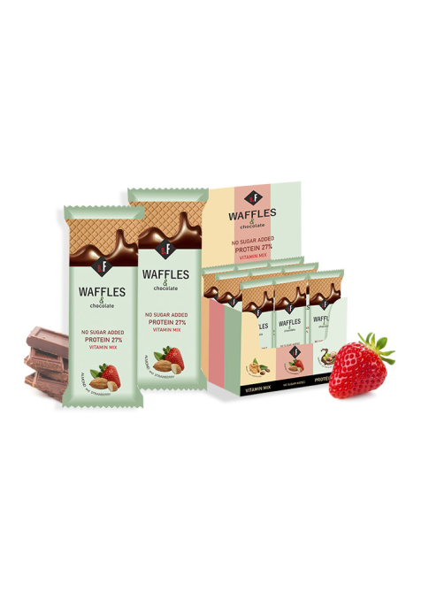 Батончик протеиновый Beauty.Fit вафельный Миндаль-клубника без сахара, 40г