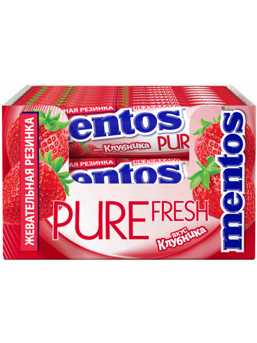 Жевательная резинка Mentos Pure White Клубника, 15.5г x 24 шт