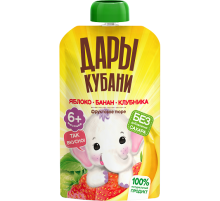 Пюре детское Дары Кубани яблоко, банан и клубника, 90г