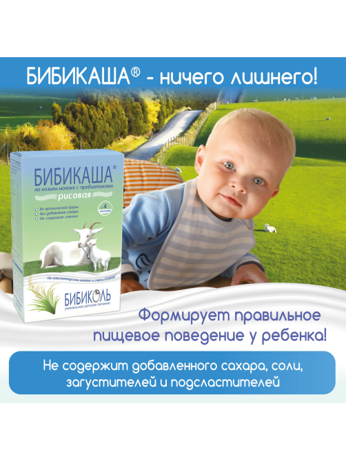Каша молочная детская Бибикаша Рисовая с 4 месяцев, 200г