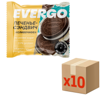 Печенье протеиновое Evergo сэндвич сливочное, 45г x 10 шт