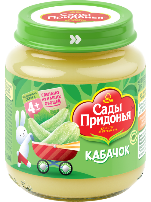 Пюре овощное детское Сады Придонья Кабачок с 4 месяцев, 120г