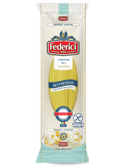 Макароны спагетти Federici Spaghetti №3 из кукурузы и риса без глютена, 400г