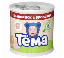 Пюре мясное детское Тема Цыпленок и кролик с 6 месяцев, 90г