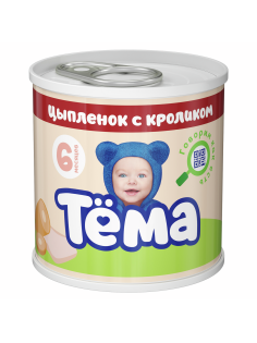 Пюре мясное детское Тема Цыпленок и кролик с 6 месяцев, 90г