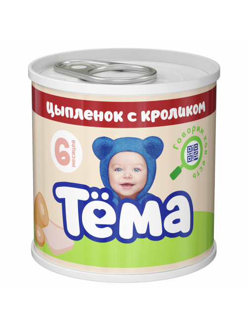 Пюре мясное детское Тема Цыпленок и кролик с 6 месяцев, 90г
