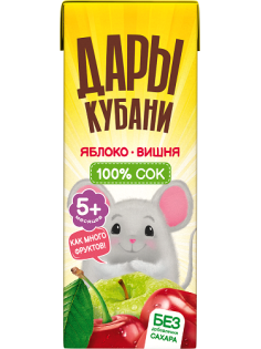 Сок детский Дары Кубани яблоко и вишня, 200мл