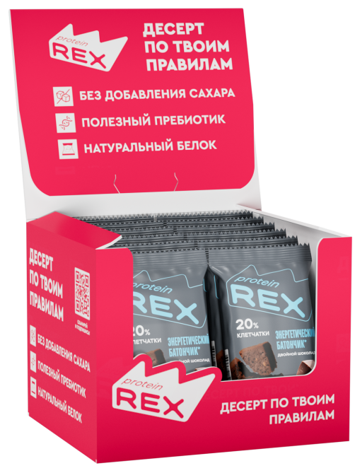 Батончик ProteinRex двойной шоколад без сахара, 50г