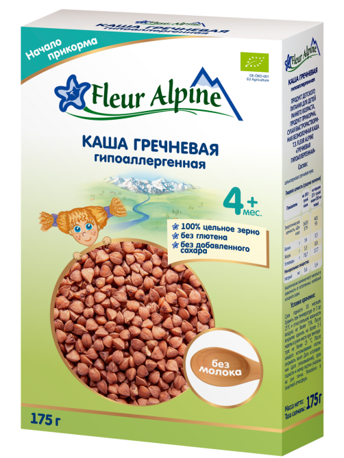 Каша безмолочная детская Fleur Alpine Гречневая с 4 месяцев, 175г