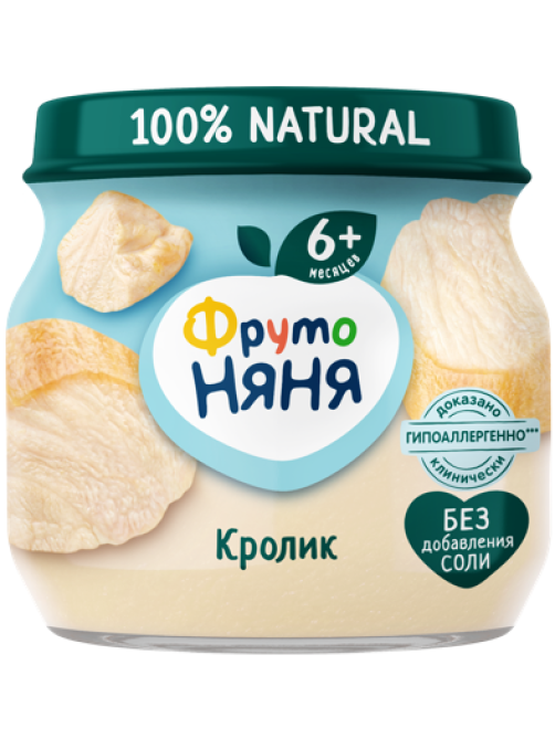 Пюре мясное детское ФрутоНяня Кролик с 6 месяцев, 80г