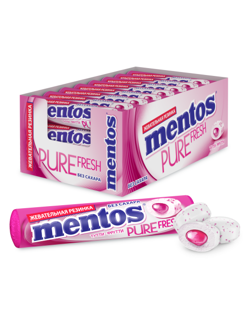 Жевательная резинка Mentos Pure Fresh Тутти Фрутти, 15.5г x 24 шт