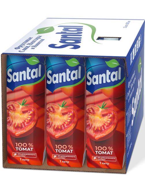 Сок Santal томатный с мякотью, 1л