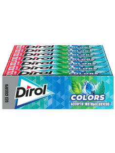 Жевательная резинка Dirol Colors XXL без сахара ассорти Мятных вкусов, 19г x 18 шт
