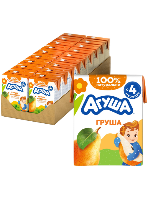 Сок детский Агуша Груша с 4 месяцев, 200мл x 18 шт