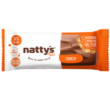 Батончик протеиновый Nattys &Go Crunchy Шоколад-арахисовая хрустящая паста без сахара без глютена, 45г