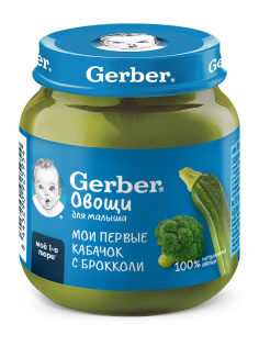 Пюре овощное детское Gerber кабачок и брокколи, 125г