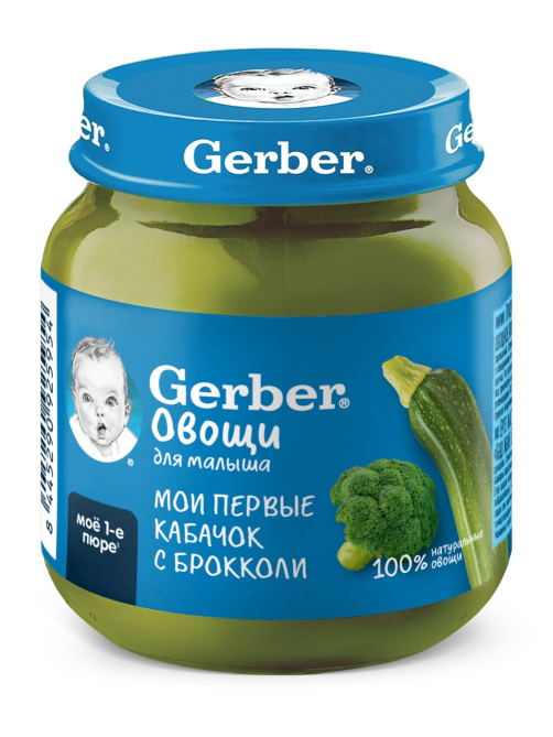 Пюре овощное детское Gerber кабачок и брокколи, 125г