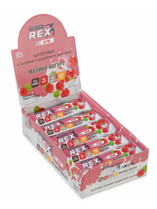 Батончик протеиновый ProteinRex Малина-йогурт без сахара, 60г x 15 шт