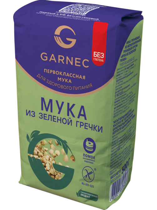Мука Garnec из зеленой гречки без глютена, 500г