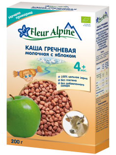 Каша молочная детская Fleur Alpine Гречневая Яблоко с 4 месяцев, 200г