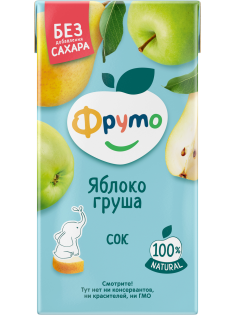 Сок детский Фруто Яблоко и груша с мякотью с 5 месяцев, 500мл