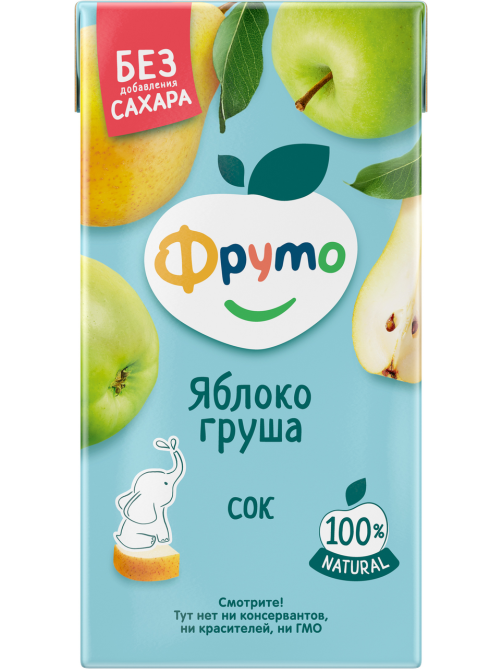 Сок детский Фруто Яблоко и груша с мякотью с 5 месяцев, 500мл