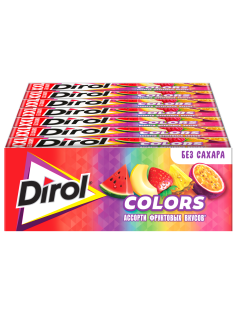 Жевательная резинка Dirol Colors XXL без сахара ассорти Фруктовых вкусов, 19г х 18 шт