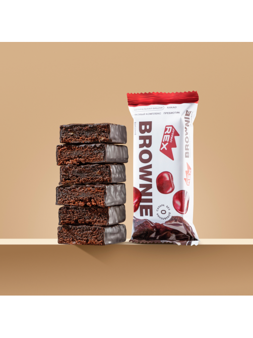 Пирожное протеиновое ProteinRex Брауни-вишня без сахара, 50г