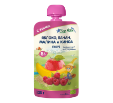 Пюре фруктовое детское Fleur Alpine Яблоко, банан, малина и киноа с 8 месяцев, 120г