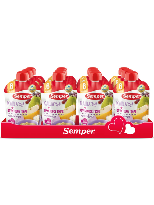 Пюре фруктовое детское Semper с кашей Мультифрукт с 6 месяцев, 120г