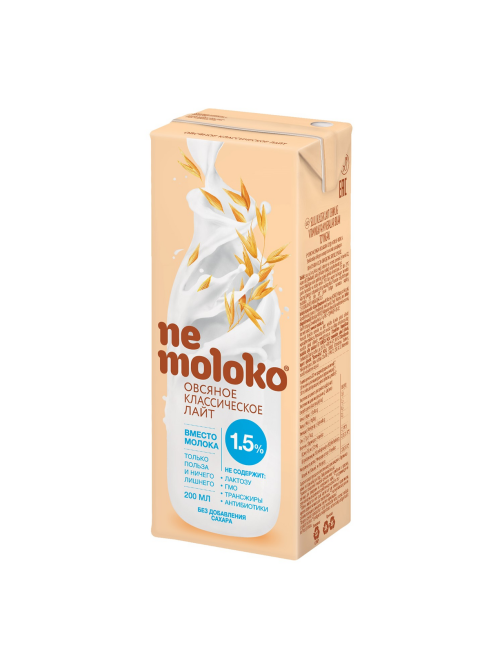 Напиток овсяный Nemoloko Лайт классический 1.5%, 200мл