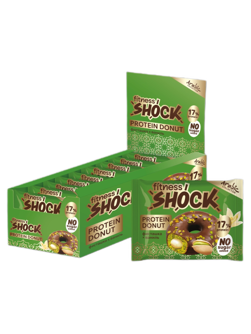 Пирожное протеиновое Fitnes Shock Донат фисташка и ваниль, 70г