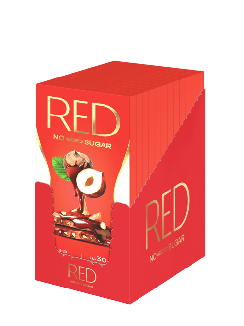 Шоколад Red Delight молочный с лесным орехом без сахара, 70г