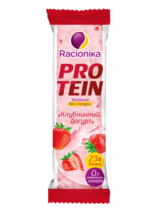 Батончик протеиновый Racionika Protein Клубничный йогурт без сахара, 45г