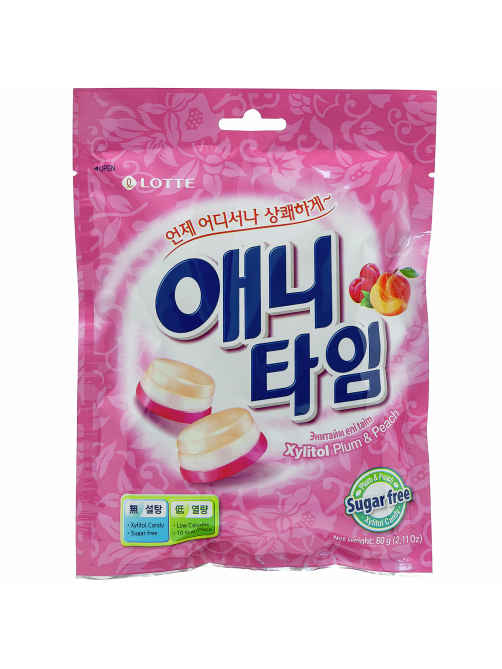 Карамель Lotte Энитайм со сливой и персиком, 60г