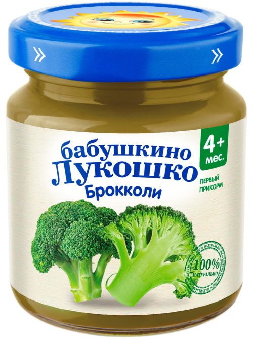 Пюре овощное детское Бабушкино Лукошко Брокколи с 4 месяцев, 100г